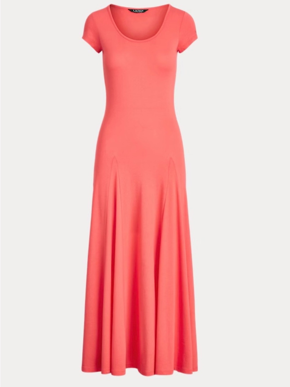 Lauren Ralph Lauren Coral Scoop Neck A-Line Maxi Dress - Size L